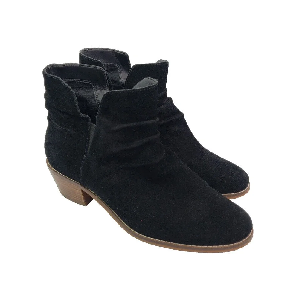 Cole Haan Alayna Slouch Womens Size 6.5 Black Suede Slouch Heeled Booties Boots